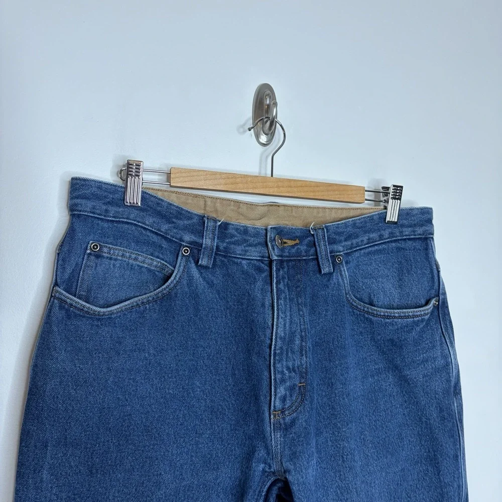Duluth Trading Co Flannel Lined Jeans Mens Size 34x30 Medium Wash Straight Leg